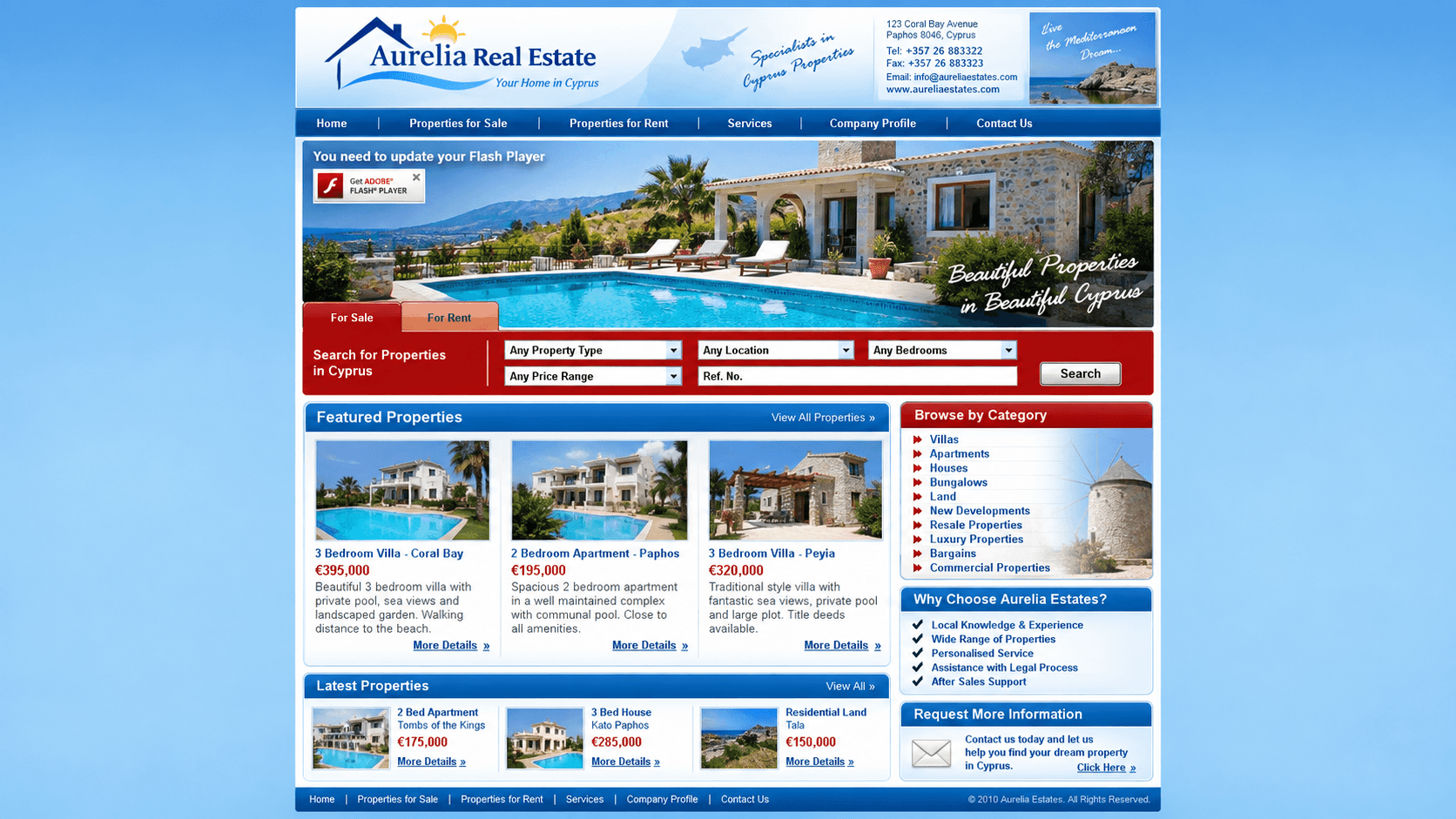 Outdated real estate website before redesign